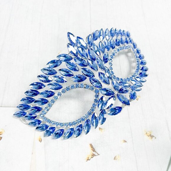 Handmade masquerade mask, Blue crystal mask, Wedding party mask, Masquerade ball - Picture 4 of 6
